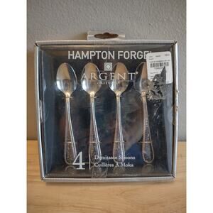 Hampton Forge Argent 4 Demitasse Spoons Set new in box artistic handles